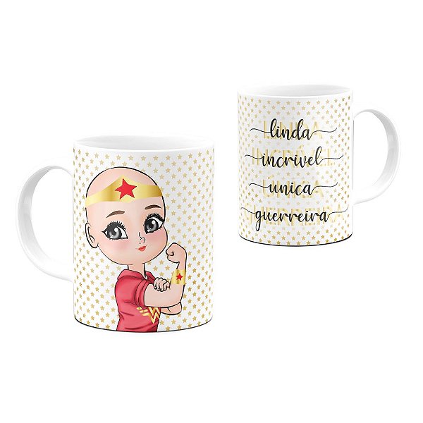 Caneca Dolls Mulher Careca Linda Incrível Única Guerreira 325ml