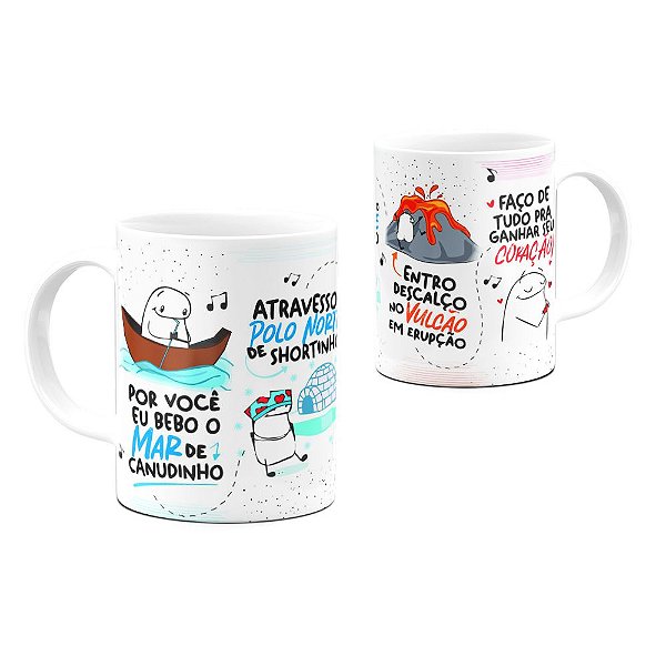 Caneca Flork Por Você Eu Bebo o Mar de Canudinho 325ml