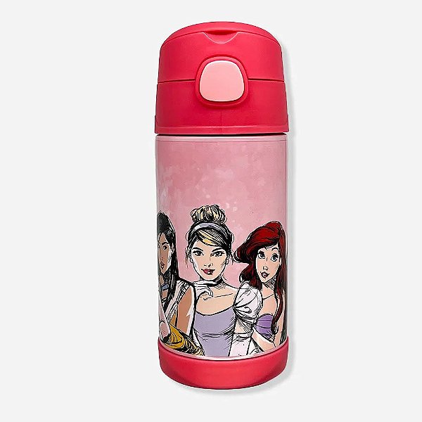 Garrafa Infantil Click Com Canudo Princesas Disney 300ml