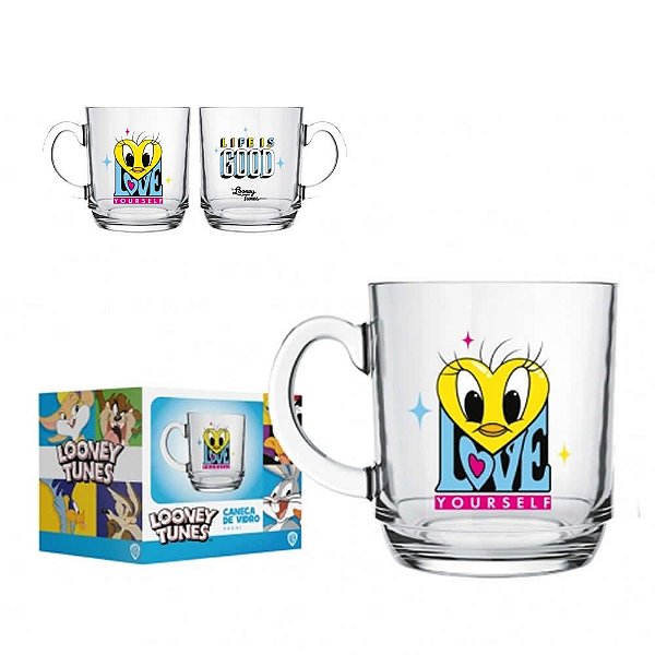 Caneca Aspen Vidro Piu Piu Looney Tunes 300ml