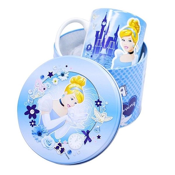 Caneca Porcelana Cinderella na Lata Disney 350ml