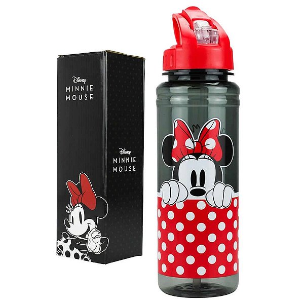 Garrafa Plástico Canudo Minnie Mouse POA Disney 700ml