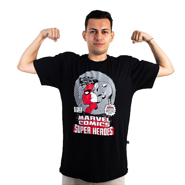 Camiseta Marvel Comics Super Heroes Retrô Clube Comix