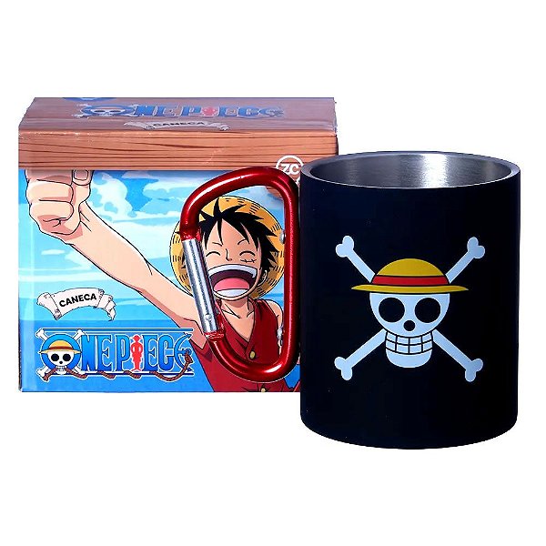 Caneca Metal Mosquetão Caveira Luffy One Piece