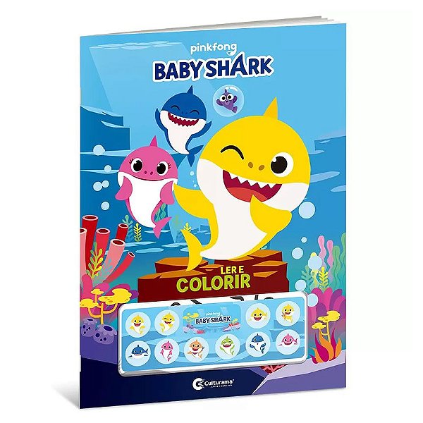 Livro Ler e Colorir Baby Shark com Adesivos