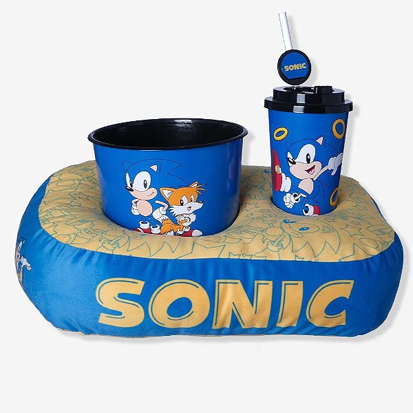 Kit Almofada Pipoca Infantil Sonic The Hedgehog