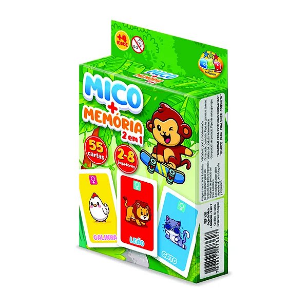 Jogo do Mico e Memória 2 em 1 GGB 55 Cartas