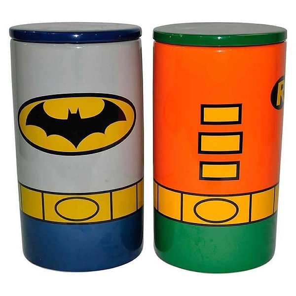 Conjunto Potes Batman e Robin Cerâmica Dc Comics