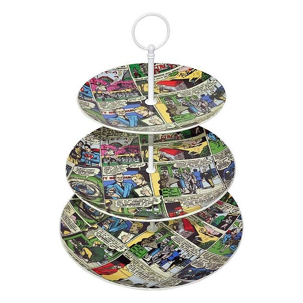 Prato Doces Porcelana 3 Níveis Quadrinho DC Comics