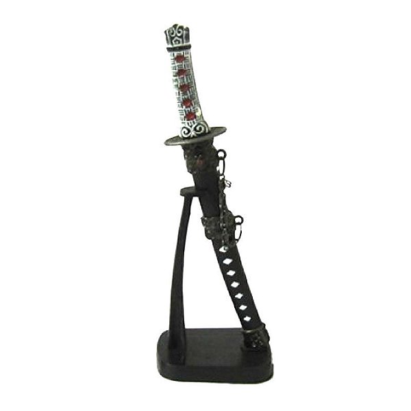 Enfeite Decorativo Mini Katana Samurai em Metal com Suporte para Exposição 20cm