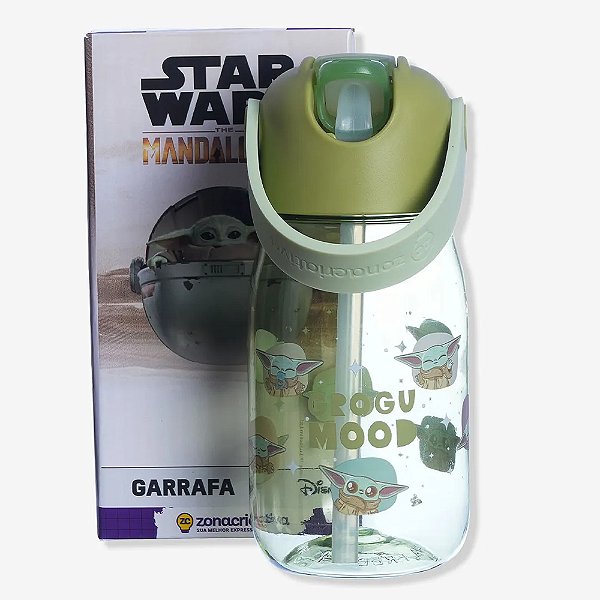 Garrafa Flip Infantil The Mandalorian Baby Yoda Star Wars 400ml