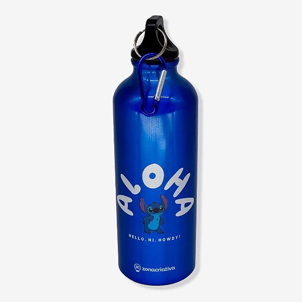 Garrafa com Mosquetão Stitch Aloha Disney 500ml