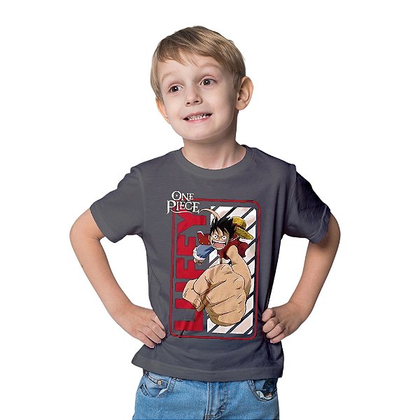 Camiseta Infantil One Piece Luffy Chumbo By Piticas: Estilo e Aventura para os Pequenos!