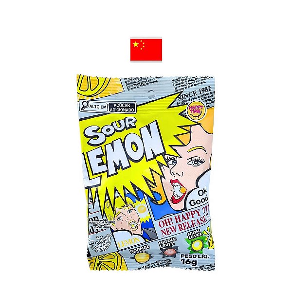 Bala Azeda Sour Candy Sabor Limão 16g - China