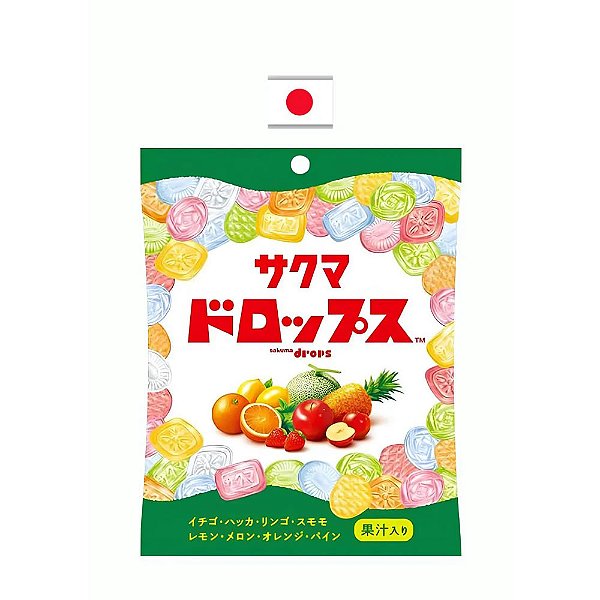Bala Sakuma Fukuro Iri drops Candy 105g: 8 Sabores - Japão