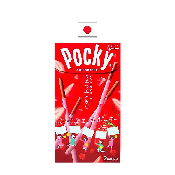 Biscoito Glico Pocky de Chocolate Com Creme de Morango 55g – Japão