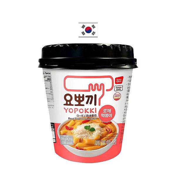 Topokki Yopokki com Molho Tipo Rosé 120g - Coreia do Sul