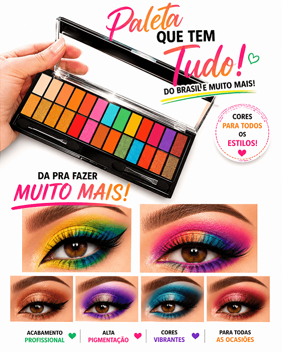 Paleta De Sombra Colorida Com 28 Cores - Belle Angel