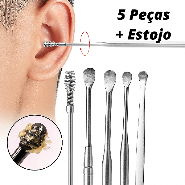 Kit de limpeza - remoção de cera de ouvido 5 peças