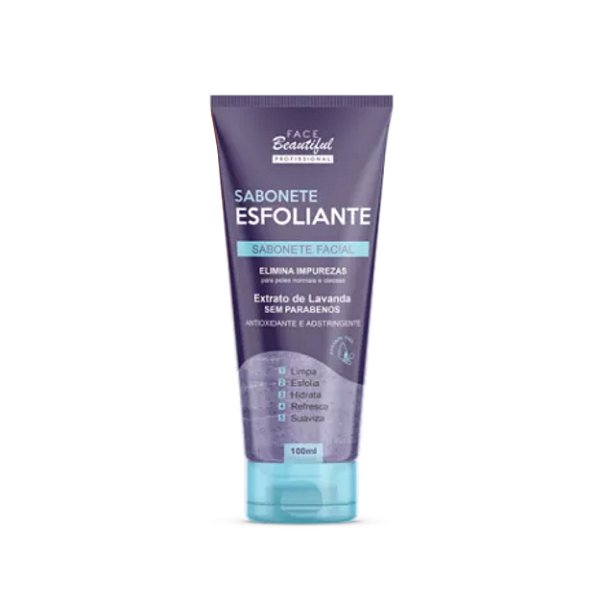 Sabonete facial esfoliante extrato de lavanda/100ml - Face  beautiful