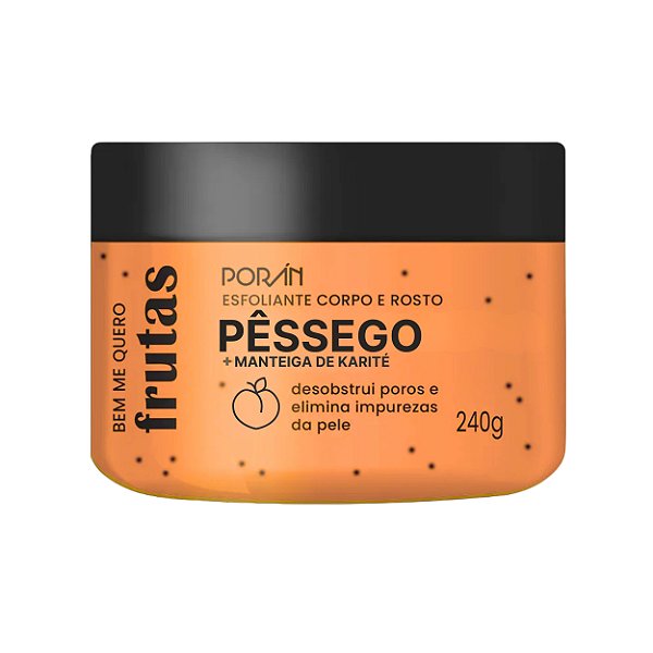 Esfoliante corpo e rosto pêssego + manteiga de karité - Porán