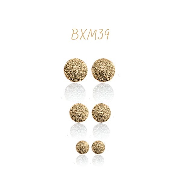 Trio de brinco cravejado dourado - Ximena