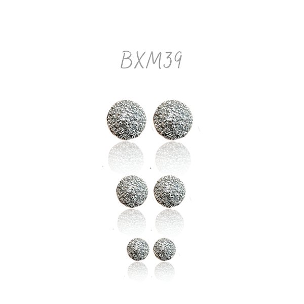 Trio de brinco cravejado prata - Ximena