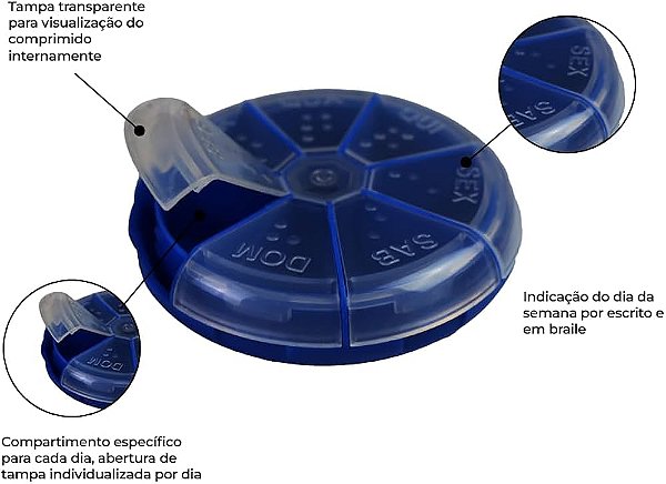 Porta Comprimidos Semanal multicolorido - Marilu