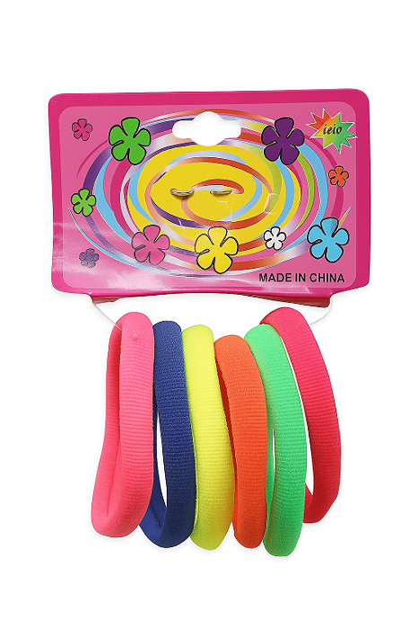 Cartela c/6 Elásticos de Cabelo Tipo Meia Sortidos