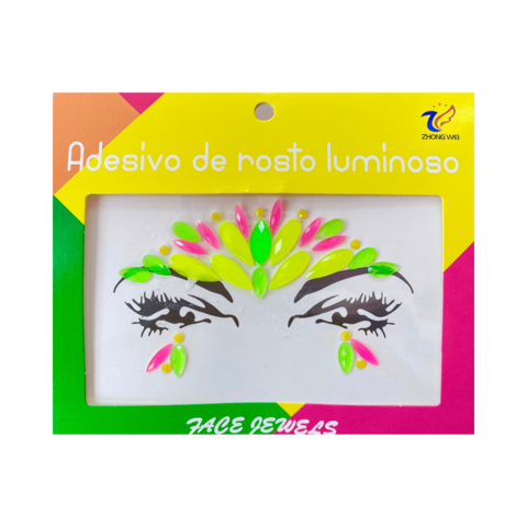 Strass Adesivos Autocolantes para o Rosto Neon