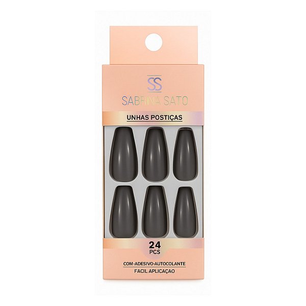 Unhas postiças cinza (aba adesiva) - Sabrina sato