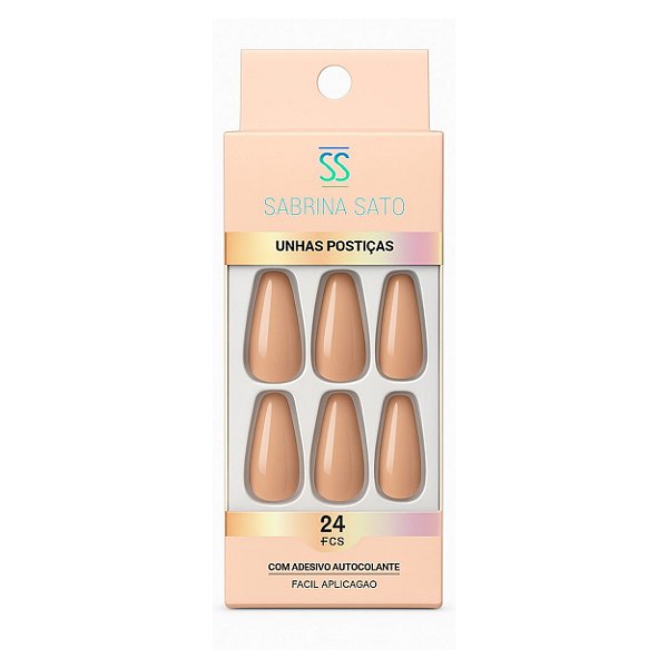 Unhas postiças nude (aba adesiva) - Sabrina sato