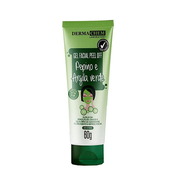 Gel facial peel off pepino e argila verde 60g - Dermachem