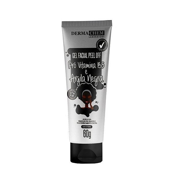 Gel facial peel off pró vitamina B5 e argila negra 60g - Dermachem