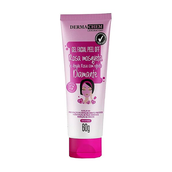 Gel facial peel off rosa mosqueta e argila rosa 60g - Dermachem