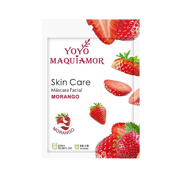 Máscara facial para skin care morango - Yoyomaquiamor