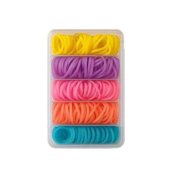 Caixa de elásticos de silicone cores pásteis