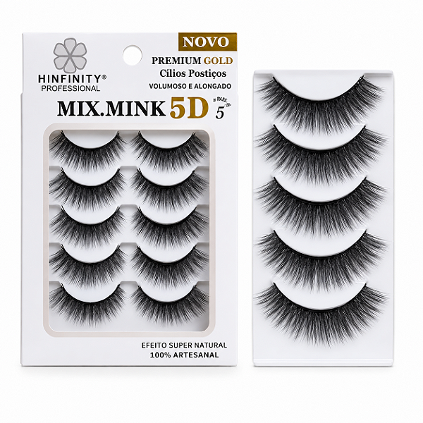 Cílios postiços mix natural 5D - Hinfinity