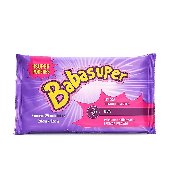 Lenços demaquilantes babasuper uva - Super Poderes