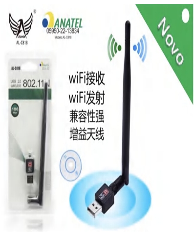 Adaptador Wireless Usb 2.0 802.Iin 1200mbps - Adaptador Wifi Antena Adaptador Wireless USB Wi-Fi Sem Fio 1200mbps Receptor PC TV Notebook Computador Internet