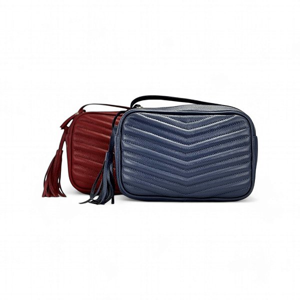 Bolsa Média Couro Matelassê Acolchoado  em V RV Monteiro RV118