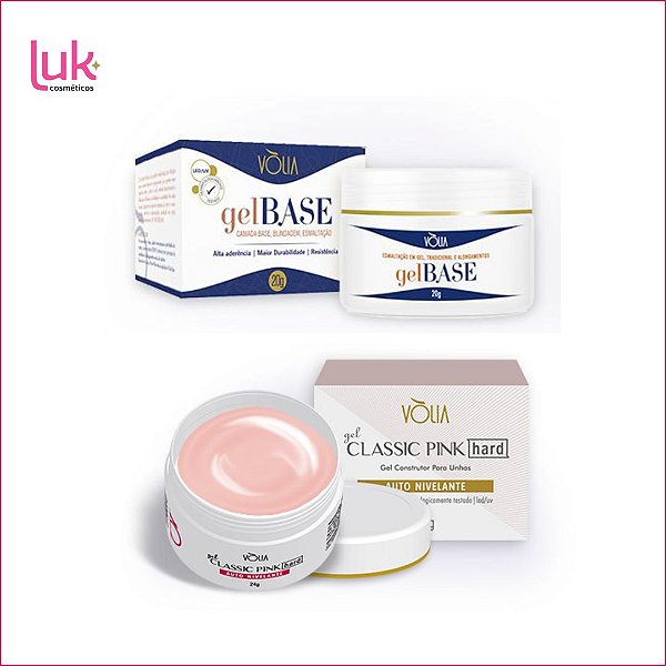 Kit Gel Base Volia 20G + Gel Hard Pink 24G Para Unha Gel
