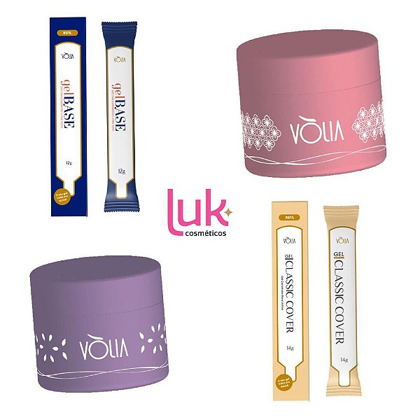 Kit Refil Volia - Gel Base + Classic Cover + 2 Potes Volia