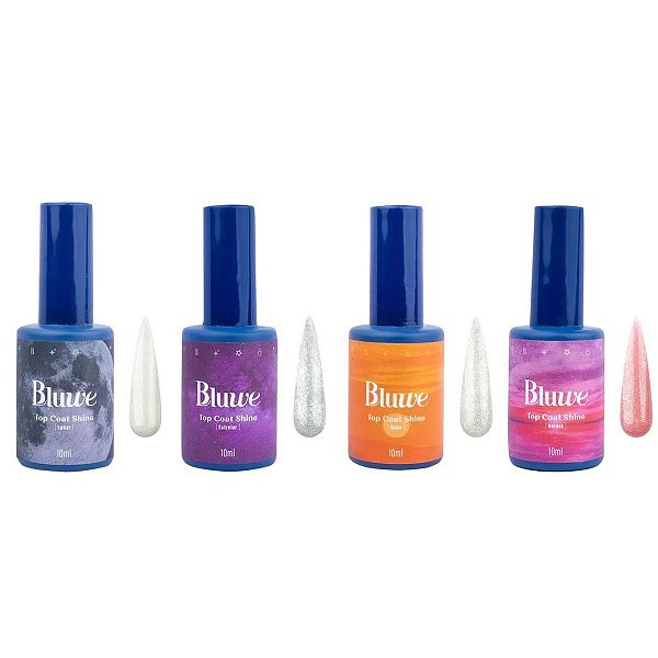 Kit 4 Top Coat Shine Bluwe Aurora, Estrelar, Lunar, Solar