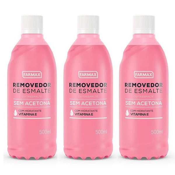 Removedor de esmalte Farmax 500ml - Kit com 3 unidades