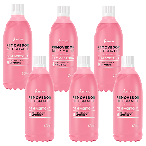 Removedor de esmalte Farmax 500ml - Kit com 6 unidades