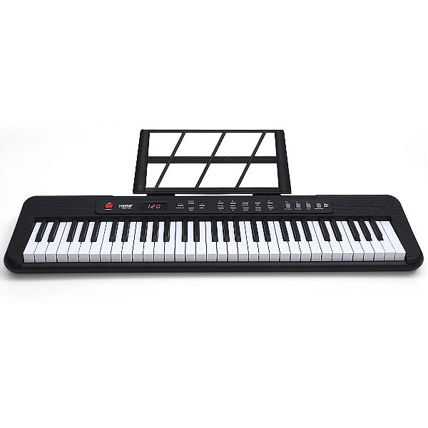 Teclado Musical Kobe KB-150 BK Preto 5/8 61 Teclas com Fonte