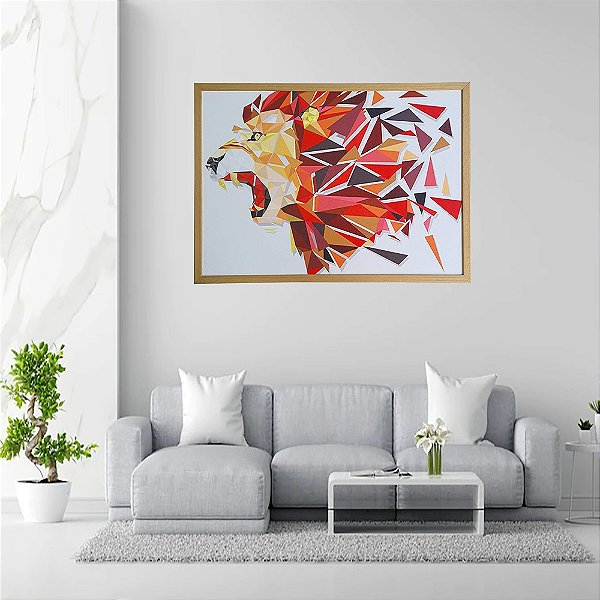 Quadro Decorativo Leão Geométrico