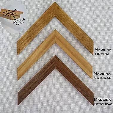 Moldura Lisa Básica Amadeirado c/vidro