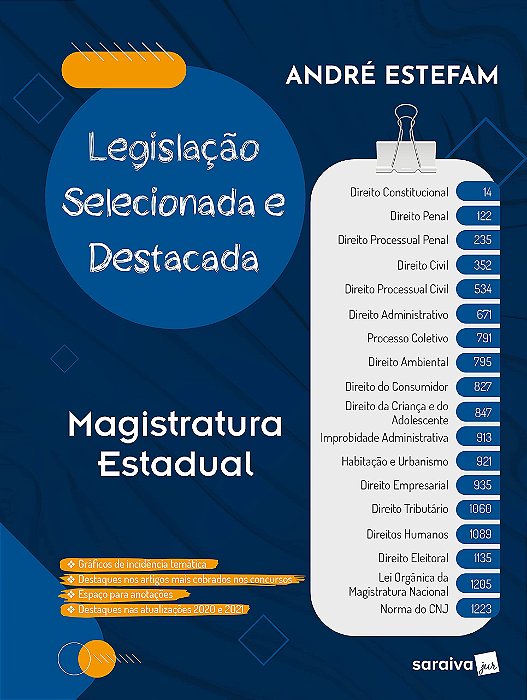 Livro Legislacao Selecionada e Destacada - Magistratura Estadual - 1 Edicao 2021 - Estefam